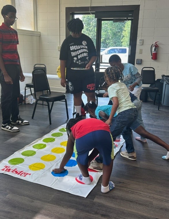 A group of campers having fun.