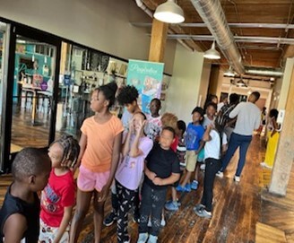 Campers on a field trip at The Rocky Mount Mills.